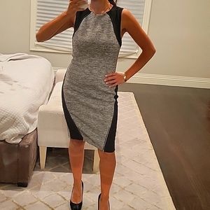 WOMEN'S RACHEL ROY GREY AND BLACK ZIPPERED KNEE LENGTH DRESS SIZE 6 $138